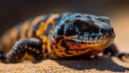 A spotted gecko crawling on a wet leaf in Africa generated by AI