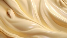 Intricate Details Of The Creamy Smooth Sauce Are Highlighted As It Gracefully Flows In A Slowmotion Macro Shot.