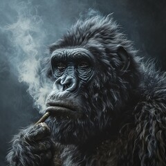 Wall Mural - a gorilla smoking a cigarette