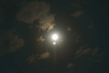 Wall Mural - full moon floating on dark sky covering by cloud in night