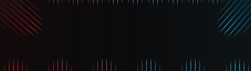 Poster - A design with techno geometric background on dark space with glow lines motion effect decoration. Modern graphic design element for banners and posters.