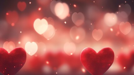 Poster - Soft red heart shape bokeh background