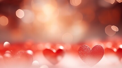 Poster - Soft red heart shape bokeh background