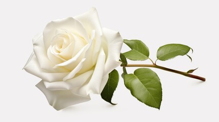 Sticker - White rose isolated on white isolated on white background, - Created using AI Generative Technology