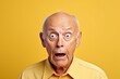 Surprised elderly caucasian man studio portrait. AI generative