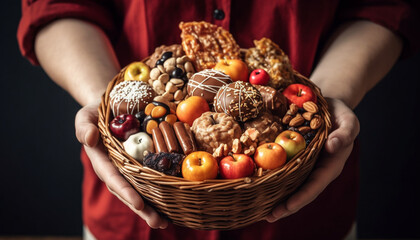 Poster - A homemade chocolate cookie held by a child, a sweet indulgence generated by AI