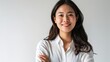 © WS Studio 1985 - beautiful attractive smile young adult Asian woman in positive pose looking at the camera with happy in studio against white background