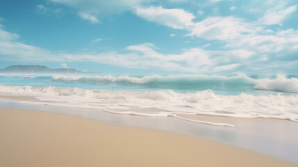 Wall Mural - A beach with white sand and big waves