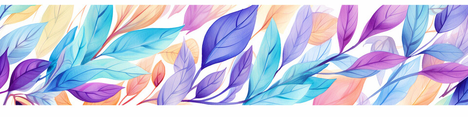 Wall Mural - Colorful leaves in watercolor effect background - ai generative