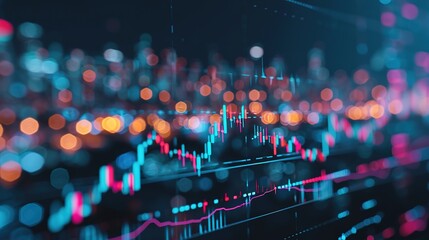 Poster - Chart of business data graph diagram and growth financial graphic report information on futuristic finance glass screen display background with stock market