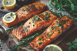 © Dash - Tasty and fresh cooked salmon fish fillet with lemon and rosemary