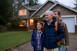 © Kristian - Happy Family in Winter Attire Outside Home