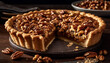 Freshness and indulgence in a homemade sweet pie with caramel generated by AI