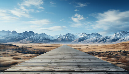 Poster - Tranquil mountain peak, blue sky, serene water, peaceful nature generated by AI