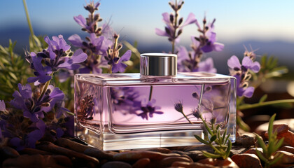 Canvas Print - Scented lilac blossom, nature perfume, brings relaxation and freshness generated by AI