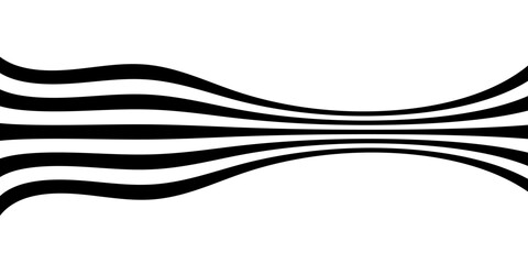 Wall Mural - black on white abstract perspective wave line stripes with 3d dimensional effect isolated on white.