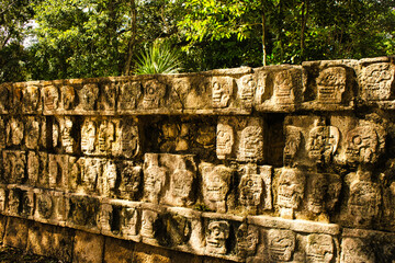 Wall of skulls in Chichen Itza, Mexico