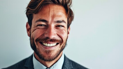 Wall Mural - Portrait of a handsome smiling business man, isolated on white background