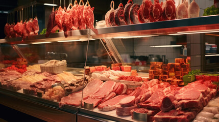 Sticker - Close-up of the meat counter