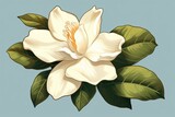 Illustration of a gardenia flower. Generative AI