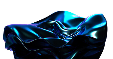Poster - Oceanic Harmony: Abstract 3D Blue Wave Illustration for Balanced Visuals
