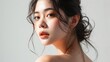 Beautiful asian woman model pose, facial beauty