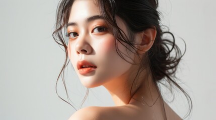 beautiful asian woman model pose, facial beauty