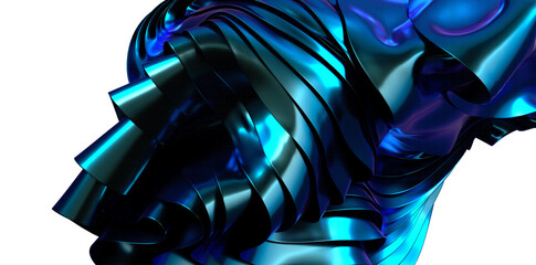 Poster - Fluid Abstraction: Abstract 3D Blue Wave Illustration with Captivating Visual Texture