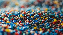 Plastic pellets Background Close-up Plastic granules Polymer plastic beads resin polymer genrativ ai