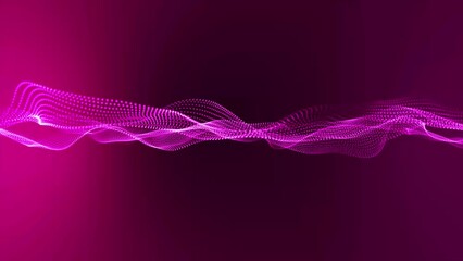 Aufkleber - Flowing purple dots and particles on a deep purple background. Abstract digital particle and dots wave and light abstract background, animation cyber or technology background. 3d abstract animation