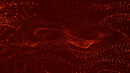 Aufkleber - Flowing red dots and particles on a deep red background. Abstract digital particle and dots and light abstract background, animation cyber or technology background. 3d abstract animation