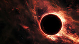 Fototapeta  - Majestic Black Hole Engulfing Light in a Starry Galaxy