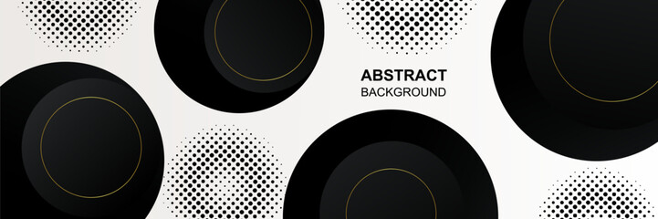 Wall Mural - Abstract circle black white 3D shapes style banner template background vector design