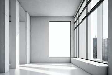 Poster - Modern gallery interior with blank poster. Mock up