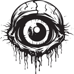 Fototapeta disturbing zombie gaze creepy black vector macabre eye of terror black creepy emblem