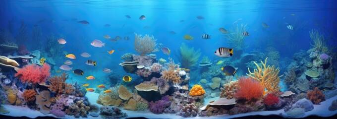 Wall Mural -  a coral reef underwater with corals and fishes