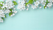 Serene Cherry Blossom Arrangement on a Blue Wooden Background