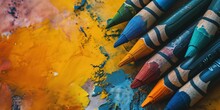 Colorful Crayons On The Paper Background