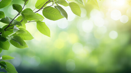 Canvas Print - ?lose-up of vibrant green leaves with a soft-focus background