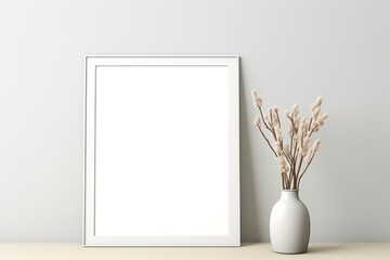 Poster - Blank picture frame mock-up on wall in modern interior.