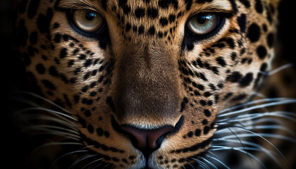 Poster - Majestic big cat staring, spotted beauty in nature, wildcat hunter generated by AI