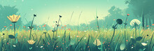 Cartoon Meadow Landscape Illustration