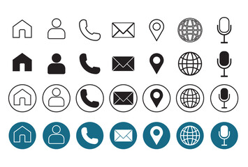 4 Style Contact information Icon in Vector Format, all are 28 icons