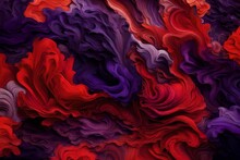 Bold Strokes Of Fiery Red And Royal Purple Collide, Creating A Powerful And Dramatic Display Of Contrast And Intensity