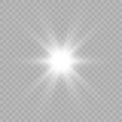 © MAKSYM - White glowing light explodes on a transparent background. Bright Star. Transparent shining sun, bright flash. Vector graphics.