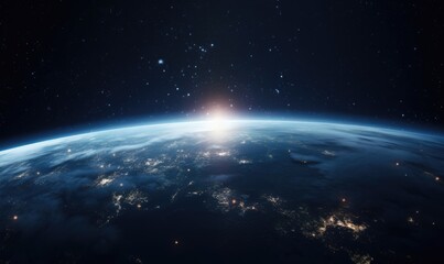 Wall Mural - blue planet earth in darkness. outer space. our home.