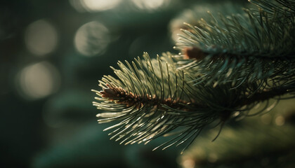 Poster - Freshness of winter celebrated with evergreen coniferous tree generated by AI