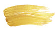 Gold paint brush stroke isolated on transparent background.