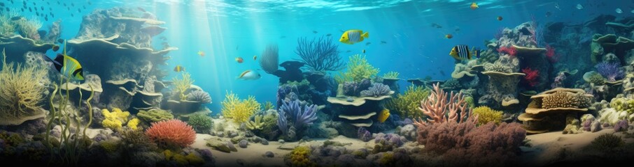 Wall Mural -  a coral reef underwater with corals and fishes