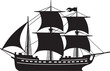 Mythical Sails Vector Ancient Ship Nautical Relic Black Ship Emblem